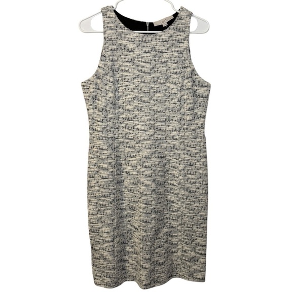LOFT Dresses & Skirts - NWT Loft Boucle Tweed Ivory black sleeveless dress women’s 8 P career dressy